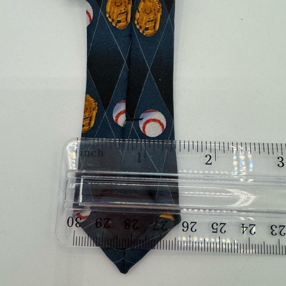 PARQUET Men's Baseball & Mitt Novelty Tie Diamond‎ Pattern 100% Polyester 60” - Picture 5 of 10